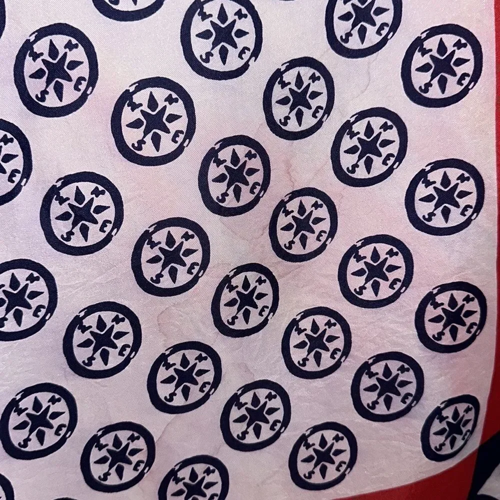Vtg Glentex red, white & blue North South East & West Directions scarf‎